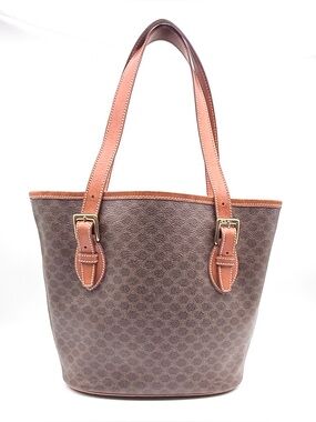 Celine Macadam Canvas Bucket Tote Bag Brown Monogram Vintage